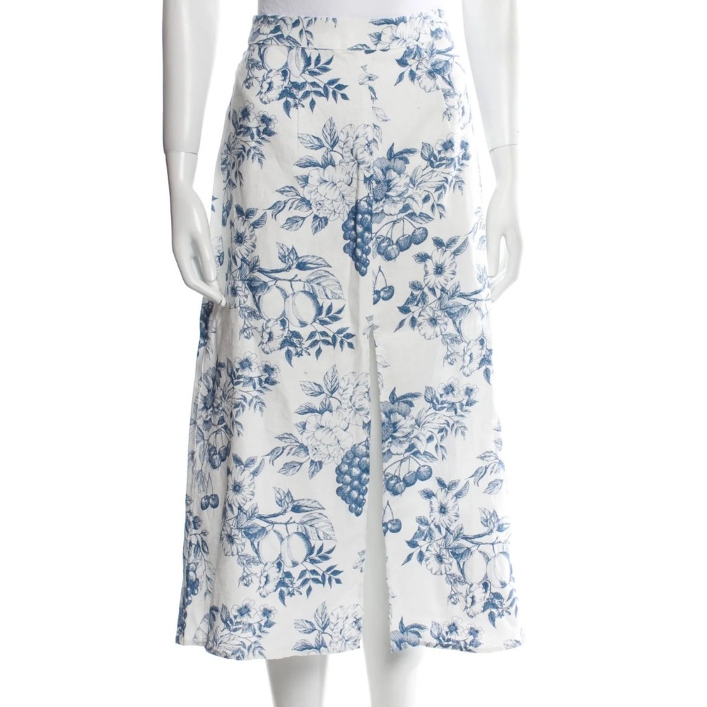 reformation linen floral midi skirt